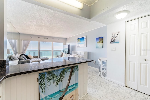 1270 Gulf Blvd Unit 1605, Clearwater Beach, FL 33767 - bedroom featuring a textured ceiling, light marble finish floors, and a closet