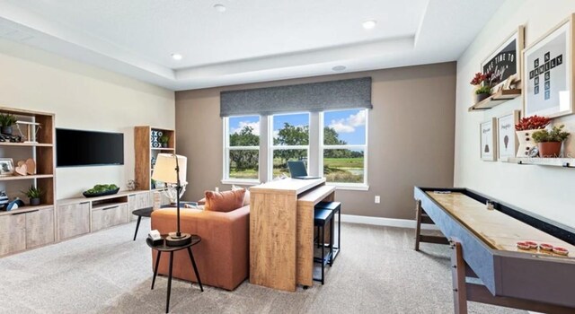 2422 Babbling Brook Blvd, Auburndale, FL 33823 - carpeted living area with a raised ceiling and recessed lighting
