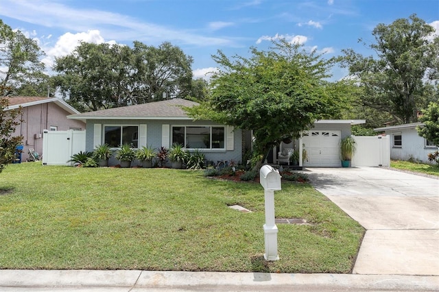 2009 Woodward Ave, Dunedin, FL 34698 - ranch-style house with driveway, brick siding, a garage, a gate, and roof with shingles