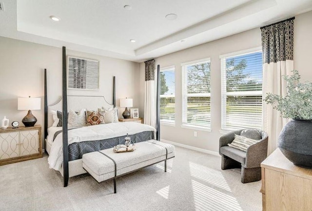 2257 Cypress Creek St, Auburndale, FL 33823 - bedroom featuring a raised ceiling, light carpet, and recessed lighting