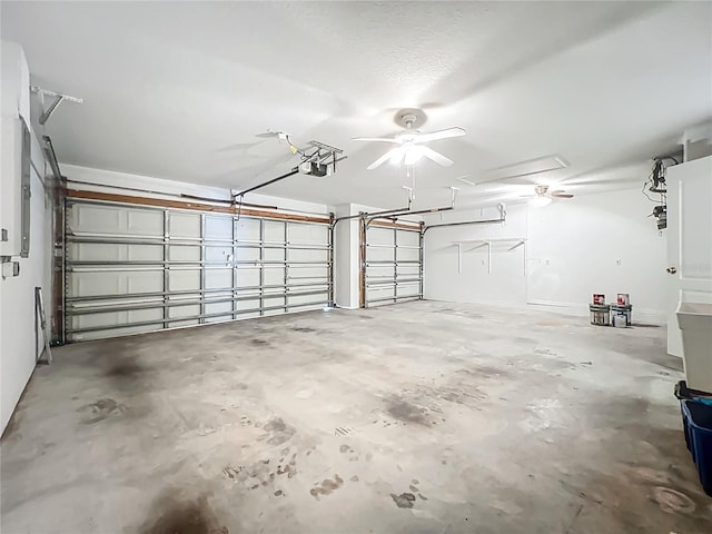 9803 Ocasta St, Riverview, FL 33569 - garage featuring a garage door opener and ceiling fan