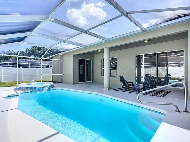 9803 Ocasta St, Riverview, FL 33569 - view of swimming pool with a patio area, a pool with connected hot tub, and a lanai