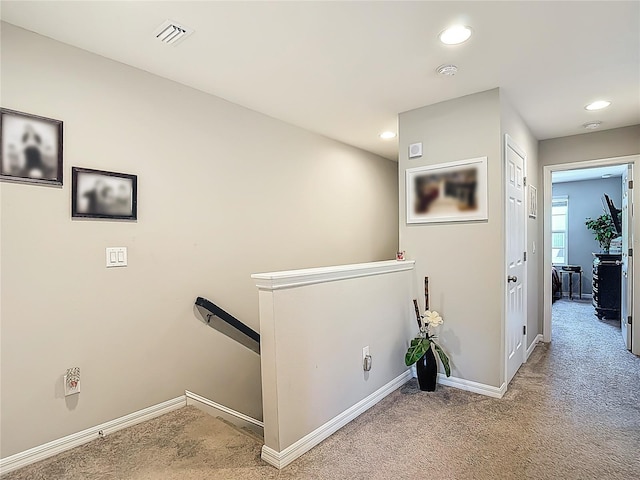 7133 Summer Holly Pl, Riverview, FL 33578 - corridor with an upstairs landing, carpet floors, and recessed lighting