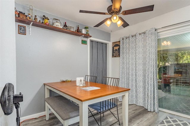 4530 David Dr, Bartow, FL 33830 - dining area featuring wood finished floors and ceiling fan