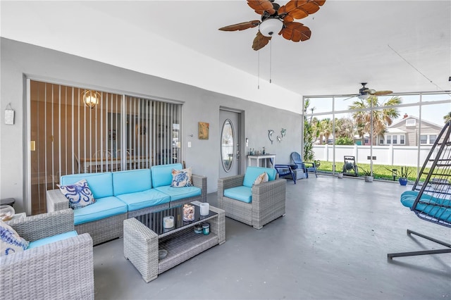 360 71st Ave, St Pete Beach, FL 33706 - view of patio / terrace with an outdoor hangout area and a ceiling fan