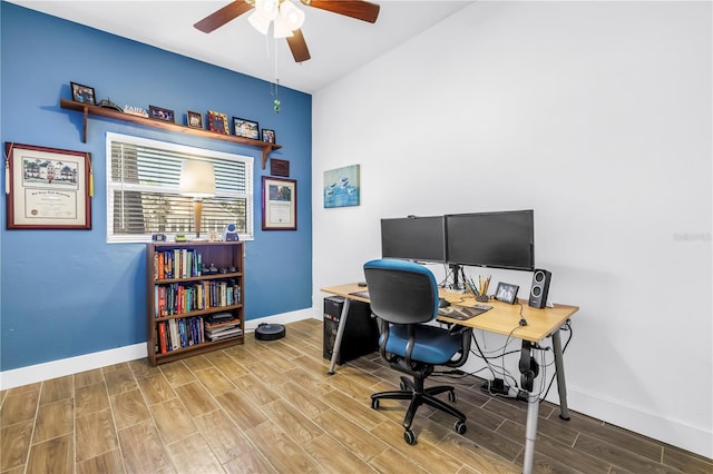 360 71st Ave, St Pete Beach, FL 33706 - office featuring wood finished floors and ceiling fan