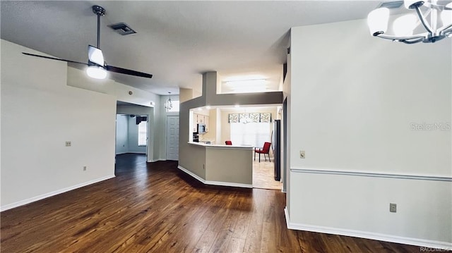 4175 N Stewart Way, Beverly Hills, FL 34465 - kitchen featuring hardwood / wood-style flooring, ceiling fan, appliances with stainless steel finishes, and a chandelier