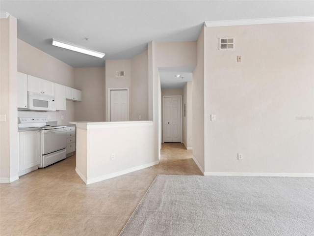 18107 Peregrines Perch Pl Unit 6302, Lutz, FL 33558 - kitchen featuring white appliances, white cabinetry, and light countertops