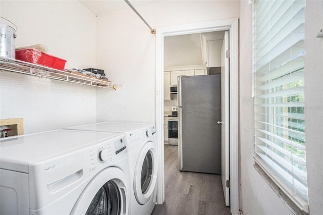 1902 Cedarbrooke Dr, Lutz, FL 33549 - washroom with washing machine and clothes dryer and light wood-style flooring