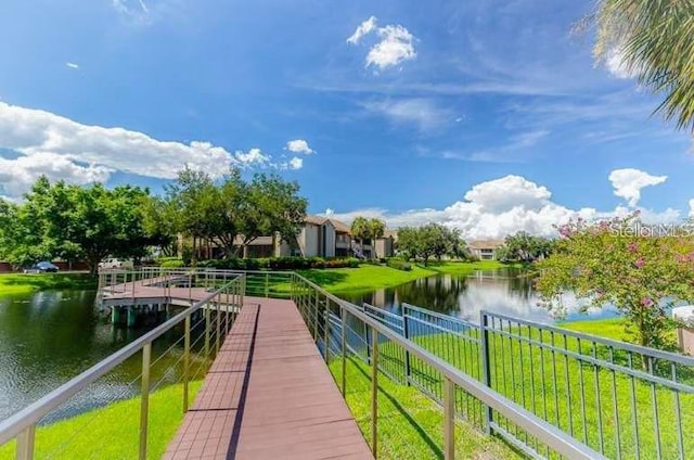 dock area featuring a water view