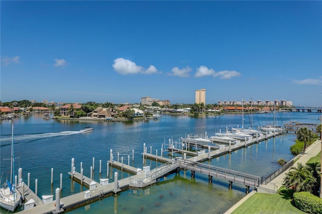 view of dock featuring a water view