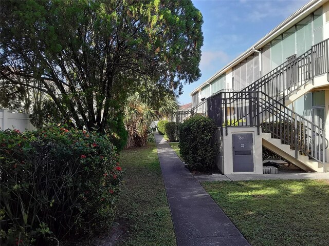 exterior space with a yard