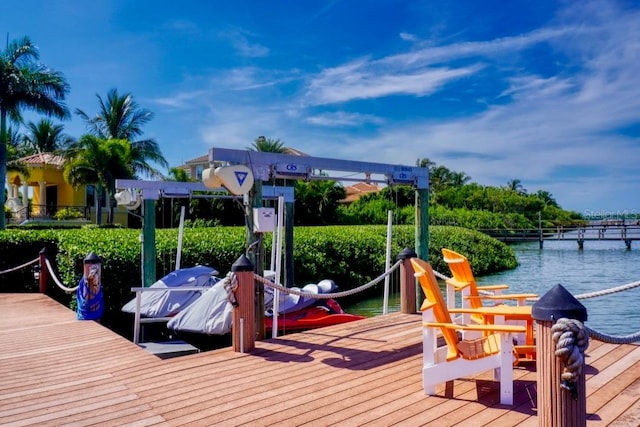 view of dock featuring a water view