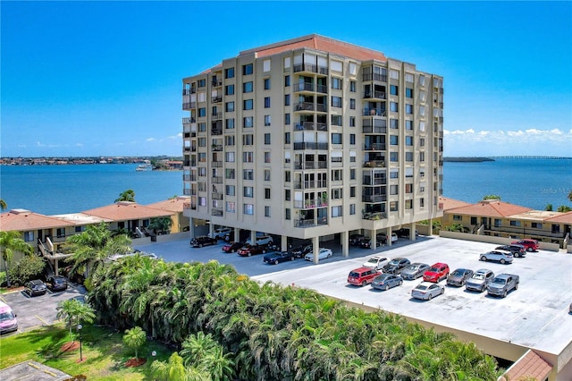 view of property with a water view