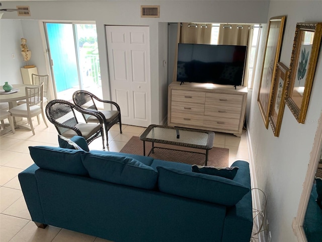 view of tiled living room