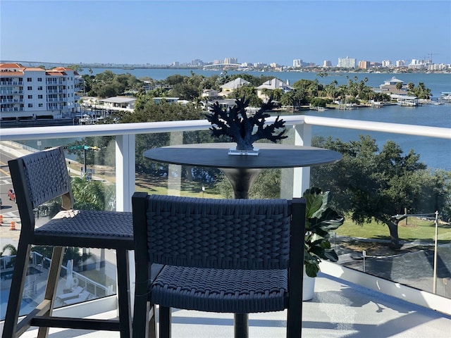 balcony with a water view