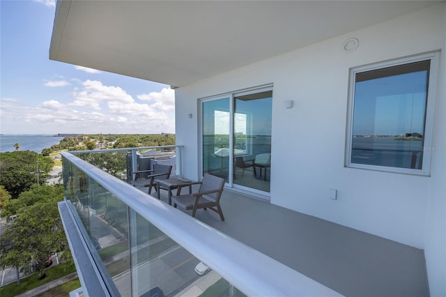 balcony with a water view