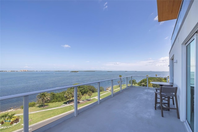 balcony with a water view