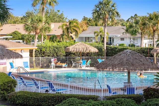 view of pool featuring a patio