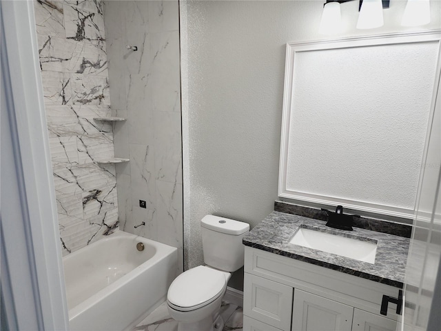 full bathroom featuring shower / bathtub combination, toilet, and vanity