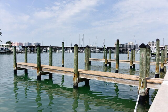 view of dock featuring a water view