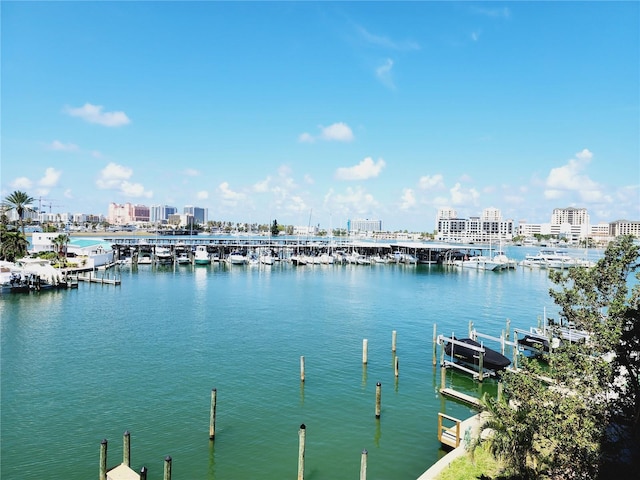 water view with a boat dock