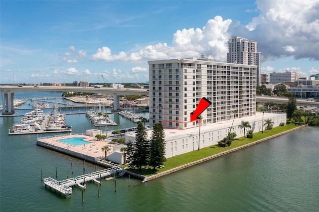 water view with a boat dock