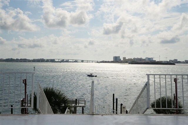 view of dock featuring a water view