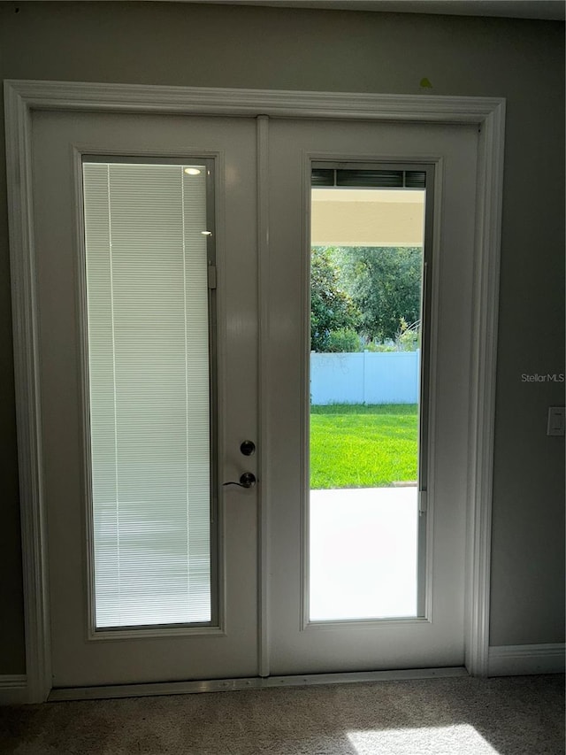 doorway with french doors