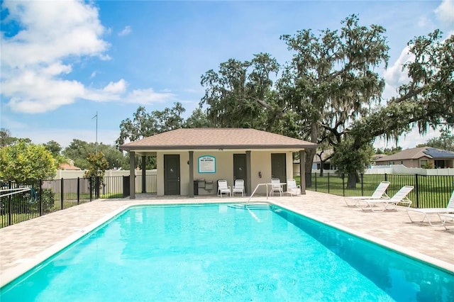 view of pool featuring a patio