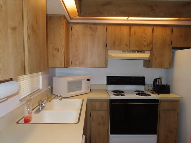 kitchen with white appliances and sink