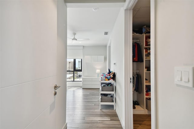 hall featuring light hardwood / wood-style floors