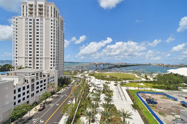 bird's eye view featuring a water view