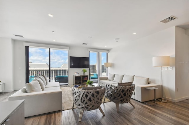 living room with hardwood / wood-style floors