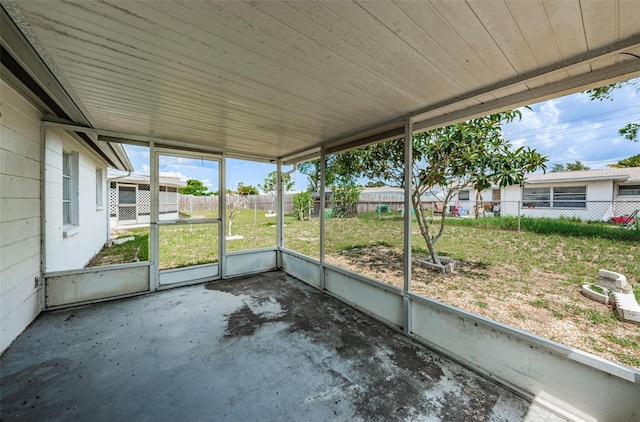 view of unfurnished sunroom