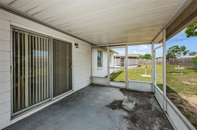 view of unfurnished sunroom