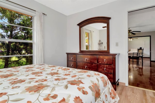 bedroom with light wood-type flooring