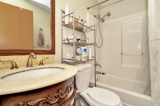 full bathroom featuring vanity, toilet, and shower / bath combo