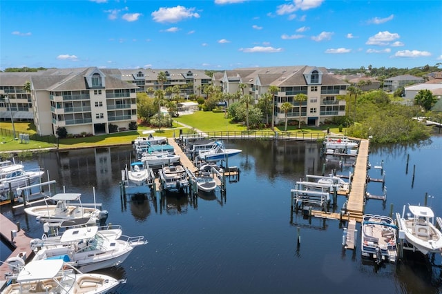 view of water feature featuring a dock