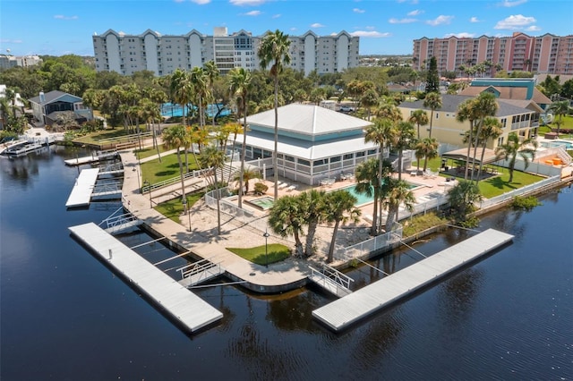 bird's eye view featuring a water view