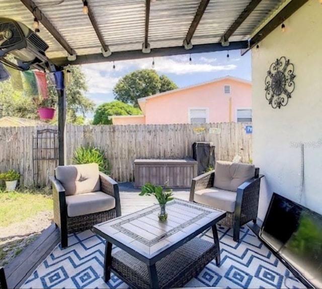 view of patio featuring an outdoor hangout area