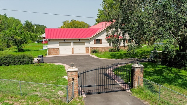 view of front of home with a front lawn