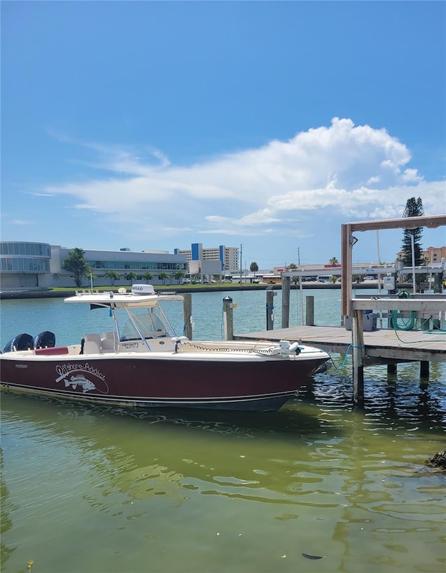 view of dock featuring a water view