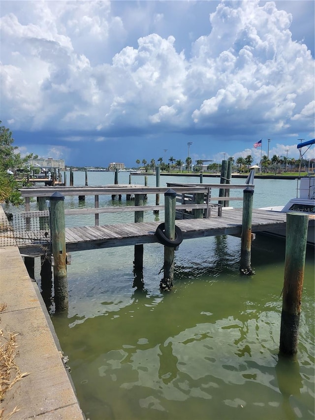 view of dock featuring a water view