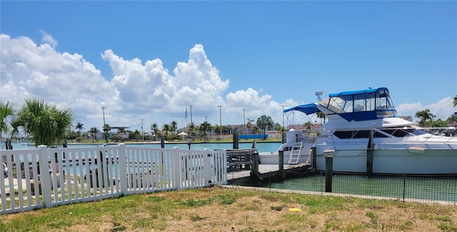 view of dock featuring a water view