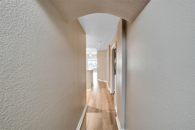 hall with light hardwood / wood-style flooring