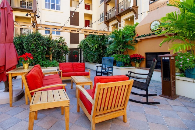 view of patio / terrace featuring an outdoor living space