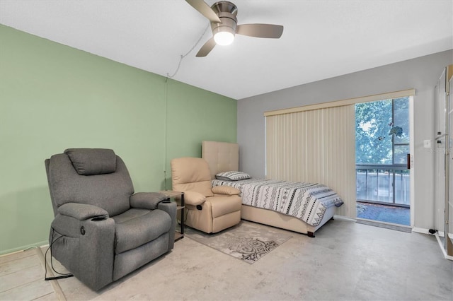 living room with ceiling fan