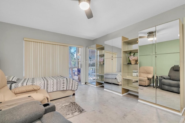 living room with ceiling fan