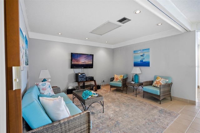 view of tiled living room